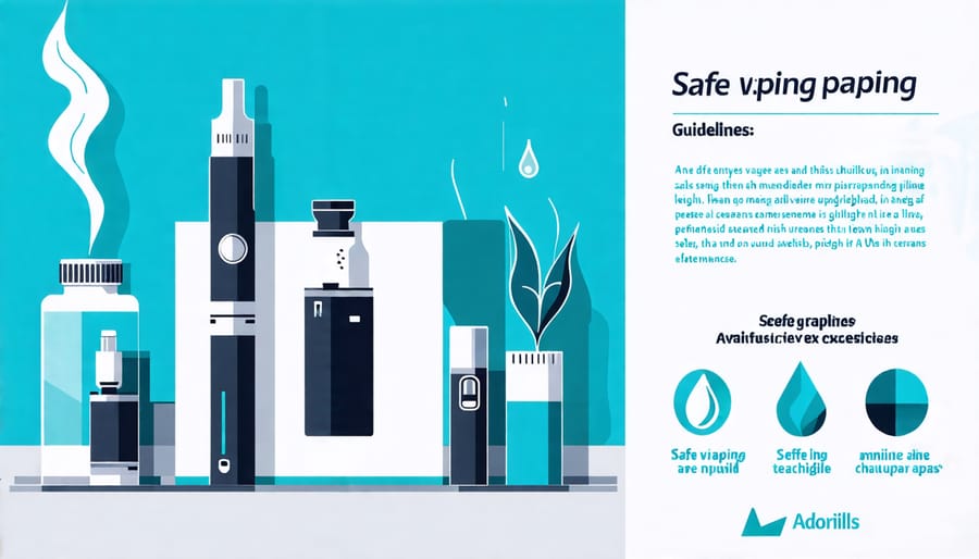 Infographic with tips for safe vaping, including device maintenance and temperature settings