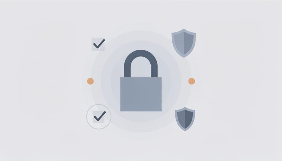 A padlock on a desk next to credit cards symbolizing secure online verification.